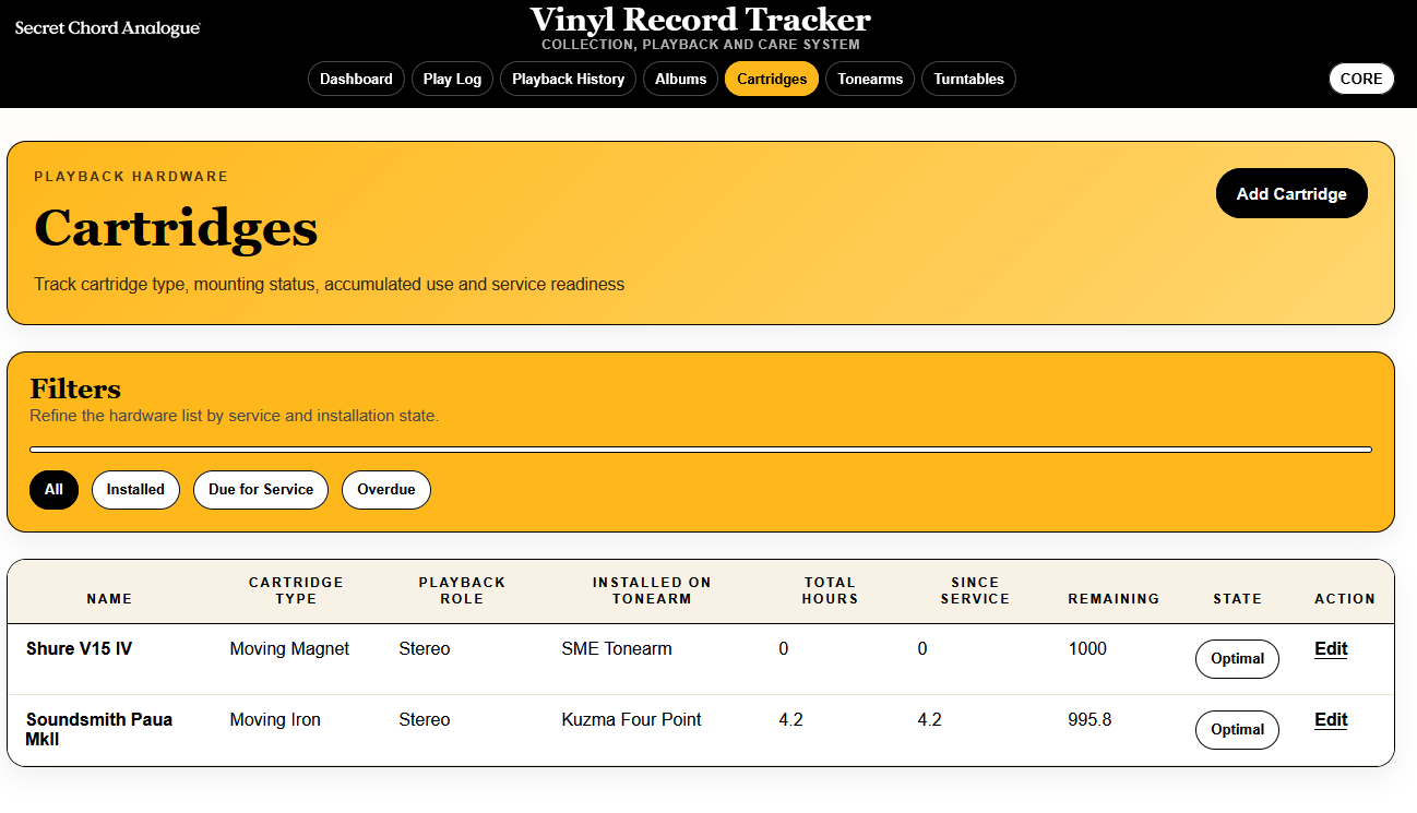 SCA Vinyl Record Tracker — Vinyl Care & Stylus Wear Monitor