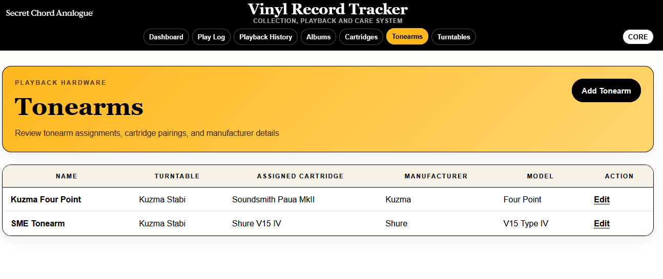 SCA Vinyl Record Tracker — Vinyl Care & Stylus Wear Monitor